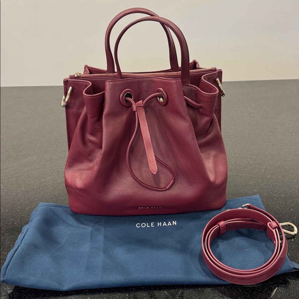 Cole Haan Cranberry Leather Tote